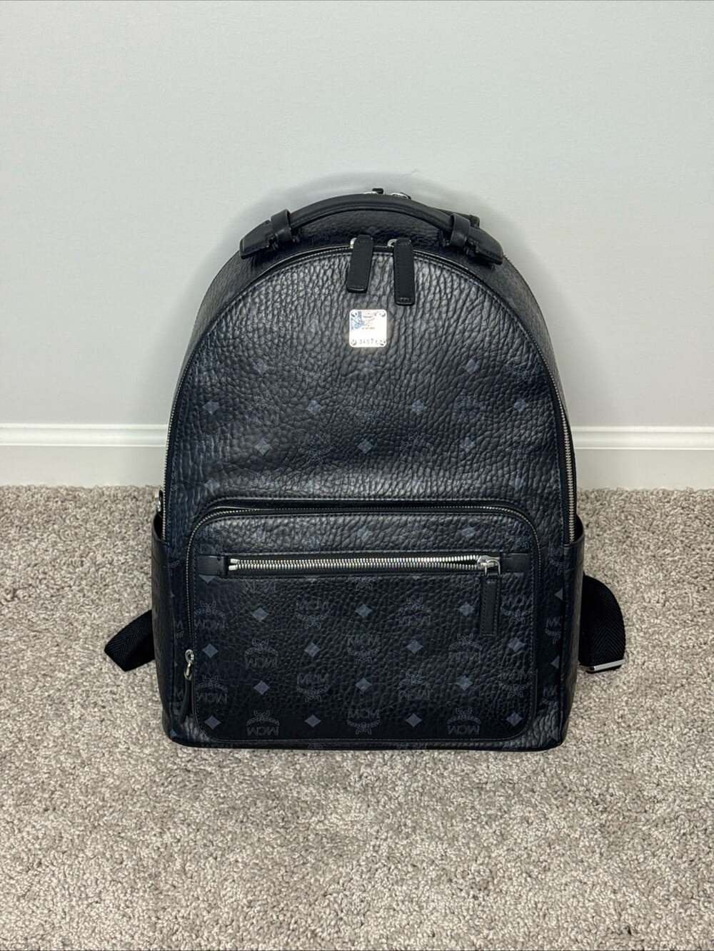 MCM Stark Backpack in Black Visetos Leather